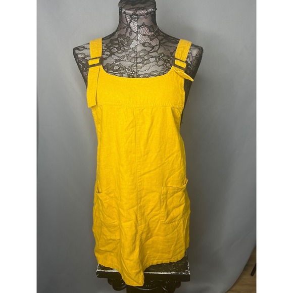 Vintage Yellow Overall Dress Size Medium - Picture 1 of 8